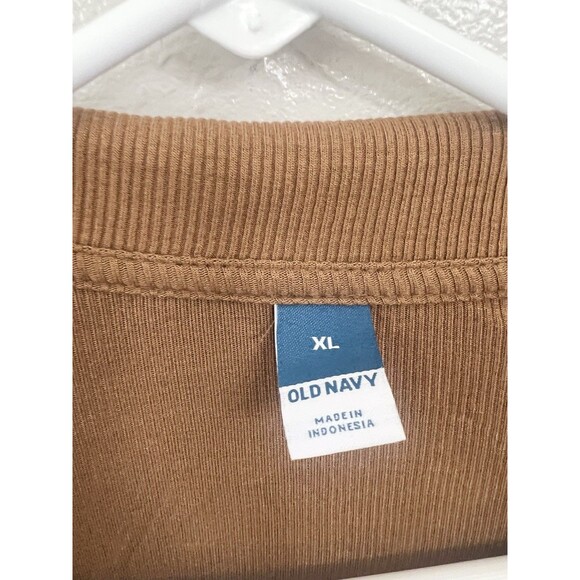 Old navy Blouse Fitted Button Down Tan Carmel Stretchy Shirt Size XL New Top - Picture 4 of 8